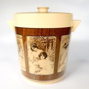 Vintage 70s Dr Pepper Thermo-Serv Insulated Ice Bucket w Retro Antique Art MCM